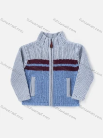 Wholesale Baby's Long Sleeve Stand Collar Zipper Dual Pockets Knited Sweater Jacket, LIUHUA CLOTHING WHOLESALE