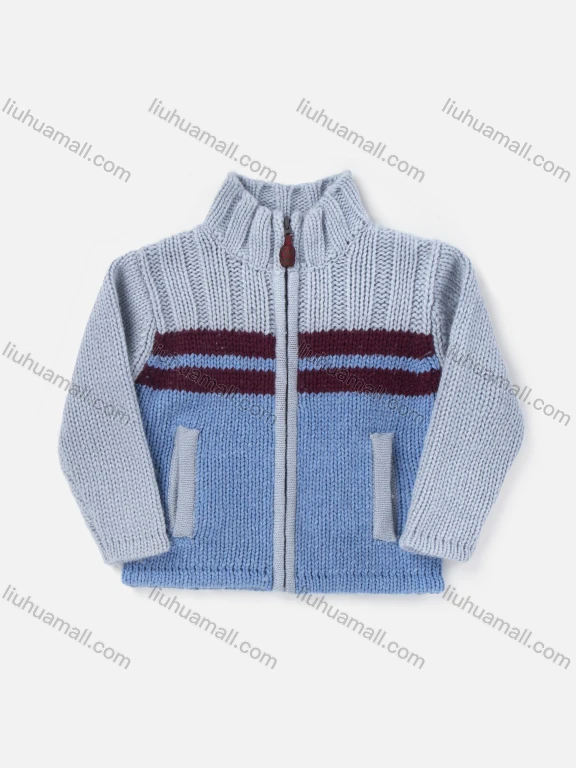 Wholesale Baby's Long Sleeve Stand Collar Zipper Dual Pockets Knited Sweater Jacket