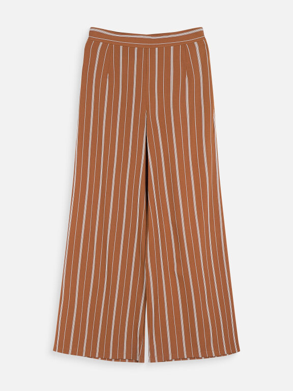 Women's Casual Loose Fit Back Zip Striped Print Wide Leg Pants 18041#, Clothing Wholesale Market -LIUHUA, WOMEN, Bottoms
