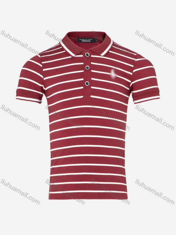 Wholesale Boys Casual Striped Contrast Short Sleeve Polo Shirt