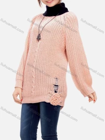 Wholesale Women's Casual Crew Neck Long Sleeve Plain Distressed Sweater, LIUHUA CLOTHING WHOLESALE