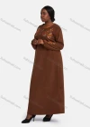 Wholesale Women's Vintage Comfy Crew Neck Long Sleeve Embroidery Pattern Button Front Maxi Nightgown - Liuhuamall
