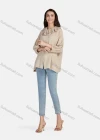 Wholesale Women's Casual Plain Ruffle Neck Elastic Cuff Split Front Blouse 66999# - Liuhuamall