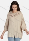Wholesale Women's Casual Plain Ruffle Neck Elastic Cuff Split Front Blouse 66999# - Liuhuamall