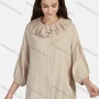 Wholesale Women's Casual Plain Ruffle Neck Elastic Cuff Split Front Blouse 66999# preview