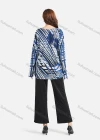 Wholesale Women's Casual Allover Abstract Print Round Neck Long Sleeve Loose Fit Mid Length Blouse - Liuhuamall