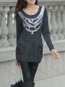 Wholesale Women's Causal Scoop Neck Long Sleeve Sequin Patch Pockets Short Dress, LIUHUA CLOTHING WHOLESALE