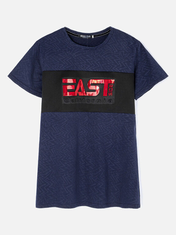 Men's Casual Crew Neck Short Sleeve Letter Graphic T-shirts, Clothing Wholesale Market -LIUHUA, MEN, Casual-Top