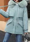 Wholesale Women's Casual Fuzzy Hood Zipper Front Drawstring Thermal Lined Parka Coat 2211# - Liuhuamall