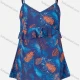 Wholesale Women's Tropical Print Adjustable Spaghetti Straps Ruffle Hem Swimsuit 2 Piece Set Blue Clothing Wholesale Market Liuhua