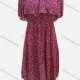 Wholesale Women's Casual Floral Print Off Shoulder Ruffle Trim Ruffle Hem Midi Dress Rose Red Clothing Wholesale Market Liuhua