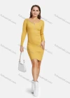Wholesale Women's Casual Long Sleeve Scoop Neck Button Front Ribbed Slim Fit Pencil Knit Short Dress 2117# - Liuhuamall