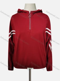 Wholesale Women's Casual Hooded Striped Quarter Zip Long Sleeve Hoodies, LIUHUA CLOTHING WHOLESALE