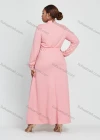 Wholesale Women's Long Sleeve Zip Back Applique Pearl Embroidery Decor Maxi Dress - Liuhuamall