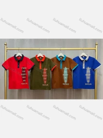 Wholesale Boy's Casual Collared Short Sleeve Contrast Polo Shirt, LIUHUA CLOTHING WHOLESALE