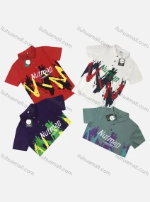 Wholesale Boy's Casual Letter Print Collared Short Sleeve Polo Shirt, LIUHUA CLOTHING WHOLESALE