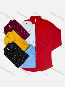 Wholesale Men's Long Sleeve Allover Print Button Down Casual Shirt, LIUHUA CLOTHING WHOLESALE