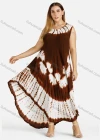 Wholesale Women's Plus Size Round Neck Sleeveless Tie Dye Maxi Tank Dress - Liuhuamall
