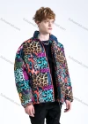 Wholesale Men's Fashion Long Sleeve Stand Collar Splicing Leopard Print Puffer Coat 908# - Liuhuamall