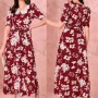 Wholesale Women's Casual Floral Print Short Sleeve Midi Dress With Belt preview