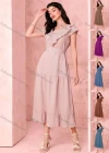 Wholesale Women's Casual Plain Ruffle Trim Short Sleeve Ruffle Hem Midi Dress With Belt - Liuhuamall