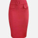 Women's Elegant Plain Buckle Decro Pencil Skirt Red Clothing Wholesale Market -LIUHUA