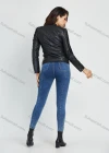 Wholesale Women's Fashion Collared Slim Fit Zip Up PU Leather Motorcycle Jacket - Liuhuamall