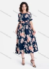 Wholesale Women's Casual Round Neck Short Sleeve Floral Print Midi Dress With Belt - Liuhuamall