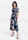 Wholesale Women's Casual Round Neck Short Sleeve Floral Print Midi Dress With Belt - Liuhuamall