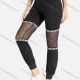 Wholesale Women's Mesh Panels Letter Graphic Crop Active Pants Black Clothing Wholesale Market Liuhua