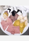 Wholesale Women's Plain Guipure Lace Bra & Brief 2 Pieces Set - Liuhuamall