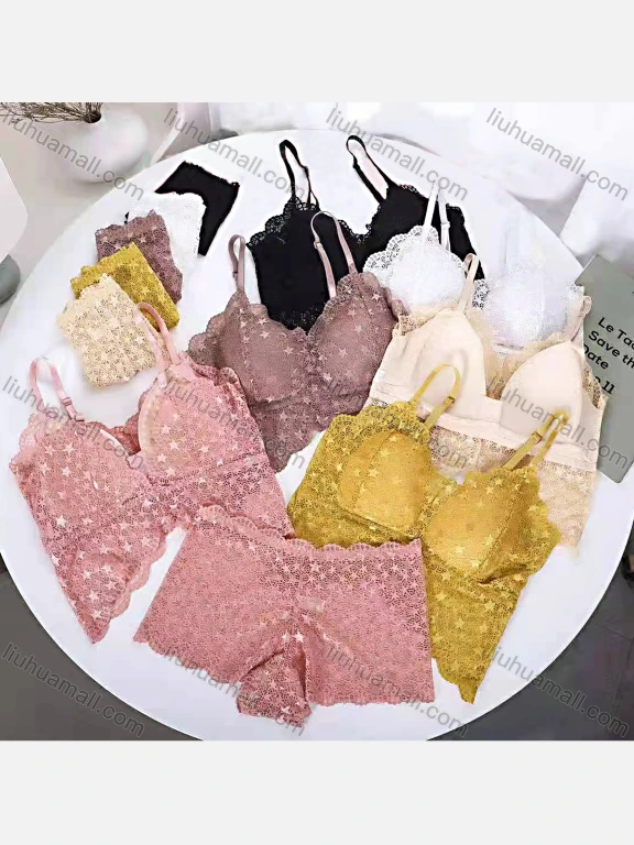 Wholesale Women's Plain Guipure Lace Bra & Brief 2 Pieces Set