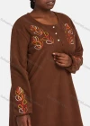 Wholesale Women's Vintage Comfy Crew Neck Long Sleeve Embroidery Pattern Button Front Maxi Nightgown - Liuhuamall