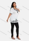 Wholesale Women's Elegant Round Neck Floral Embroidery Short Sleeve T-Shirt - Liuhuamall
