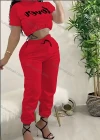 Wholesale Women's Casual Drawstring Letter Short Sleeve Crop Top & Elastic Waist Sweatpants Set - Liuhuamall