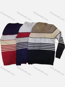 Wholesale Boy's Casual Striped Colorblock Round Neck Long Sleeve Sweater, LIUHUA CLOTHING WHOLESALE
