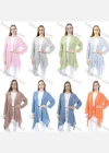 Wholesale Women's Linen Loose Fit Long Sleeve Hanky Hem Plain Mid Length Cardigan - Liuhuamall