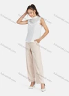 Wholesale Women's Casual Plain Stand Collar Cut Out Ruffle Trim Tank Top - Liuhuamall