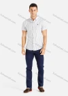 Wholesale Men's Casual Slim Fit Short Sleeve Striped Embroidery Button Down Shirt - Liuhuamall