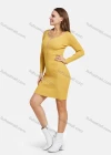 Wholesale Women's Casual Long Sleeve Scoop Neck Button Front Ribbed Slim Fit Pencil Knit Short Dress 2117# - Liuhuamall