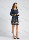 Wholesale Women's Casual Round Neck Sequin Long Sleeve Sequin Short Dress With Belt - Liuhuamall