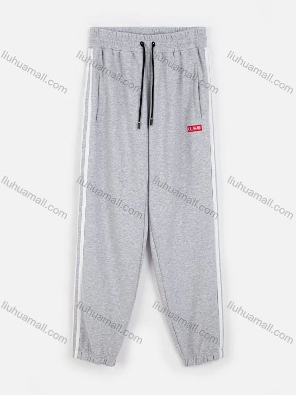 Wholesale Men's Casual Plain Label Striped Trim Drawstring Pocket Elastic Waist Sweatpants AB-01#