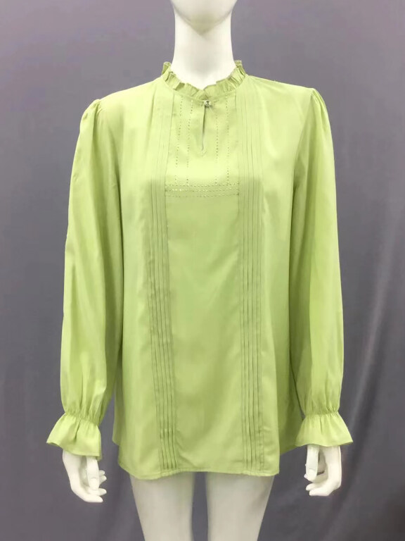 Women's Casual Long Sleeve Ruffle Collar Blouse, Clothing Wholesale Market -LIUHUA, blouses