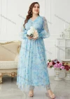 Wholesale Women's Elegant V Neck Long Sleeve Ruched Floral Print Dress - Liuhuamall
