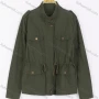 Wholesale Women's Plain Stand Collar Drop Shoulder Flap Pockets Drawstring Zip Up Military Jacket preview