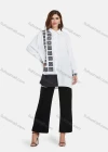 Wholesale Women's Casual Geometric Print Splicing Tunic Button Down Long Sleeve Shirt - Liuhuamall
