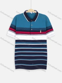 Wholesale Men's 100% Cotton Short Sleeve Embroidery Striped Polo Shirt, LIUHUA CLOTHING WHOLESALE