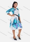 Wholesale Women's Plus Size Floral & Striped Print High Waist Slim Fit Knee Length Dress With Belt - Liuhuamall