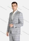 Wholesale Men's Formal Plaid Slim Fit Single Breasted Pockets Blazer & Trousers 2-Piece Suit Set - Liuhuamall