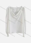 Wholesale Women's Casual Cowl Neck Puff Sleeve Ruched Cold Shoulder Plain Blouse 126212# - Liuhuamall
